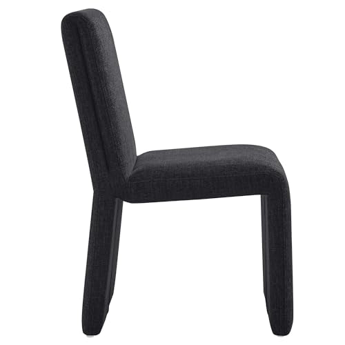 Modway Emory Fabric Slipper Dining Chair in Ebony – Upholstered Armless Dining Side Chair – Versatile Modern Accent Chair or Vanity Chair - color: Ebony