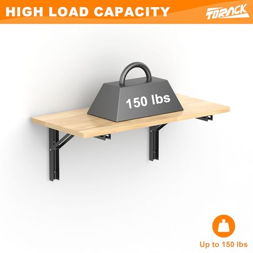 TORACK Heavy Duty Wall Mounted Folding Workbench, Space-Saving Collapsible Wall Table/Desk for Garage Workshop, Holds Up to 150 lbs(Board Size: 31.5 x 15.75 in) - size: 31.5x15.75 inch