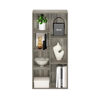 Furinno LUDER Book Shelf, 7-Cube Bookshelf, Bookcase with Open Shelves, 9.4 x 19.5 x 41.7, Easy Assembly, for Living Room, Bedroom, Home Office, French Oak - color: French Oak, size: 7-Cube