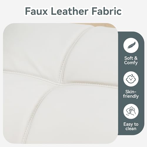Futon Sofa Bed Convertible Couch, White Faux Leather Sofa Bed | Adjustable Backrest & Armrests, Multifunctional Small Loveseat Sleeper Sofa for Living Room, Apartment, Office, Foam Couch - color: A7 | White
