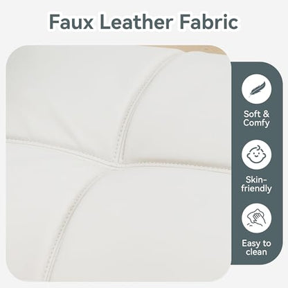 Futon Sofa Bed Convertible Couch, White Faux Leather Sofa Bed | Adjustable Backrest & Armrests, Multifunctional Small Loveseat Sleeper Sofa for Living Room, Apartment, Office, Foam Couch - color: A7 | White