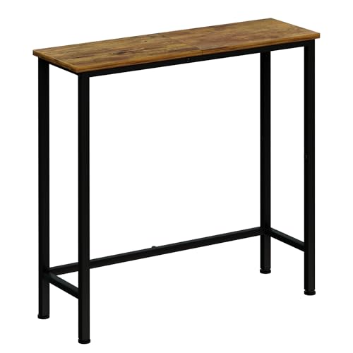 Narrow Console Table, 29.5" Small Entryway Table, Thin Hallway Tables, Slim Sofa Side Tables for Hallway, Living Room, Bedroom, Foyer, Retro Brown - color: Retro Brown
