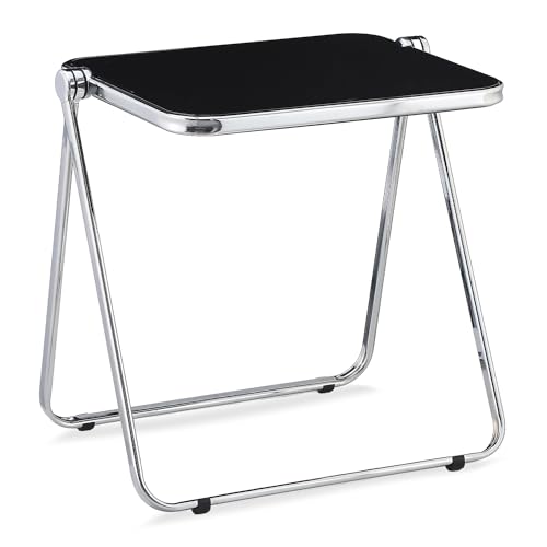 KAIHAOWIN Folding TV Tray Table Acrylic Foldable Table No Assembly Required Tiny Desk for Home Office Side Table Small Computer Desk for Small Spaces (Black) - color: Black