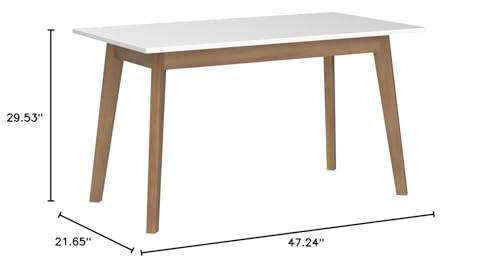 IOTXY Simple Wooden Writing Desk - Modern Minimalist Style PC Laptop Computer Workbench with Solid Wood Legs, 47" W Home Office Work Table for TV Stand Music Video Live Broadcast Workstation, White | Nordic Minimalist Style, MDF Tabletop, Solid Wood Legs,