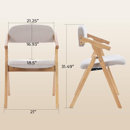 Folding Chairs with Padded Seats,Wooden Stackable Dining Chair,Easy to Store Foldable Dining Chairs for Kitchen, Living Room, Wedding Party Picnic (Beige) - color: Beige