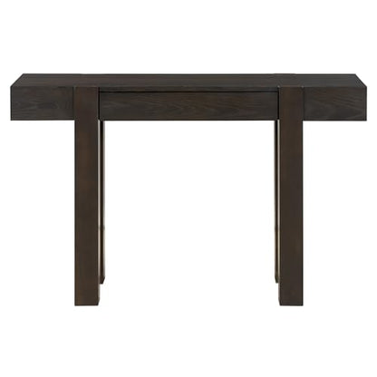 Rustic Console Table with Hidden Drawer, Wooden Sofa Table Behind Couch | Side Power Outlet,for Entryways, Living Room, Foyer, Espresso - color: Espresso