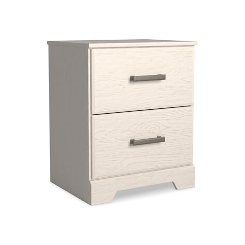 Signature Design by Ashley Nightstand, Modern 2-Drawer White, Stelsie | Engineered wood (MDF/particleboard/plywood) and decorative laminate, Replicated wood grain finish, 5-minute assembly - color: White, style: Night Stand