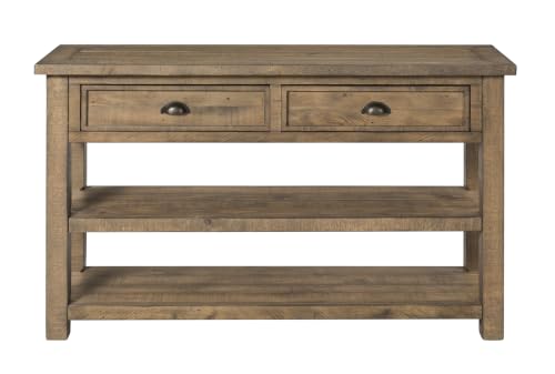 Martin Svensson Home Monterey Solid Wood Sofa Console Table, Natural | Farmhouse Style, Pine Wood, Two Drawers, Two Open Shelves for Storage - color: Reclaimed Natural