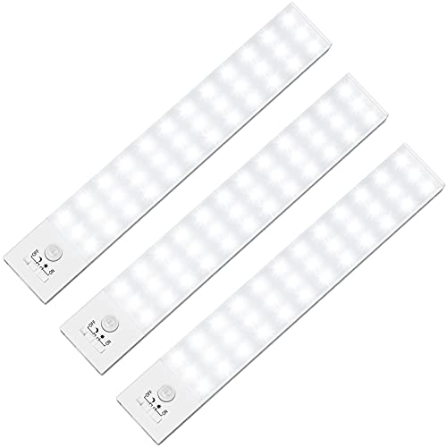 BLS 36 LED Closet Light Battery Powered, Super Bright Under Cabinet Lighting, Motion Sensor Indoor, Wireless, 1500mAh Rechargeable Battery Operated, 3 Pack - color: 5500K Daylight White-8.9 inches-3 Pack