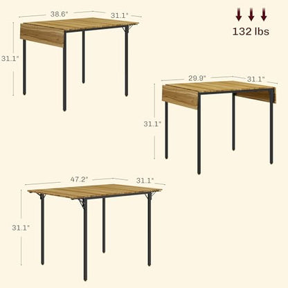 HOMCOM Industrial Folding Dining Table for 2 to 4 Space Saving Walnut | Drop Leaf Kitchen Table, for Small Spaces