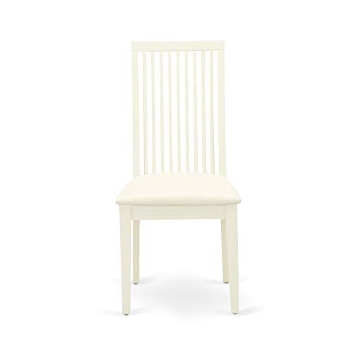 East West Furniture ANIP5-LWH-C 5 Piece Kitchen Table & Chairs Set Includes a Round Dining Room Table with Pedestal and 4 Linen Fabric Upholstered Chairs, 36x36 Inch, Linen White - color: Anip5-lwh-c