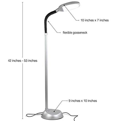 Brightech Litespan Titanium Silver LED Floor Reading Lamp, Energy Efficient, Adjustable Standing, 850-950 Lumens, 12W, 3-Year Warranty - color: Titanium Silver