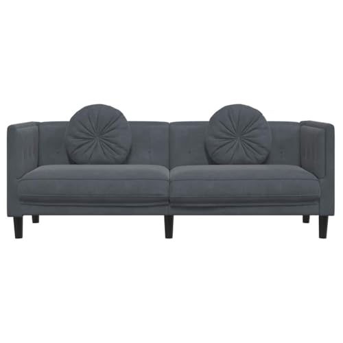Dark Grey Velvet 3-Seater Sofa for Modern Living Room, 76.2 Inch Long with Thick Cushions and Plush Armrests, Plywood and Solid Wood Frame - color: Dark Gray, size: 1 & 3-Seater
