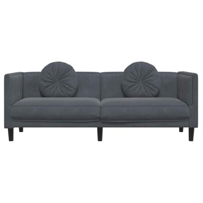 Dark Grey Velvet 3-Seater Sofa for Modern Living Room, 76.2 Inch Long with Thick Cushions and Plush Armrests, Plywood and Solid Wood Frame - color: Dark Gray, size: 1 & 3-Seater