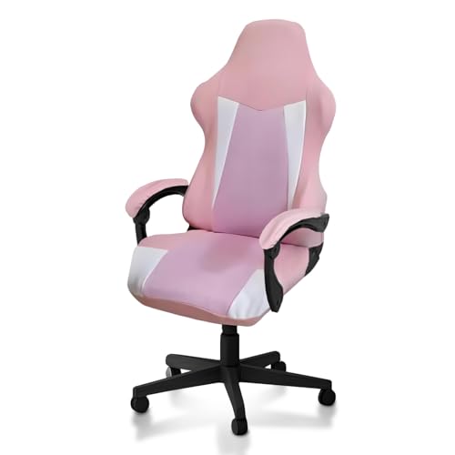 Gaming Chair Covers Only,Stretchable Fit Thick Breathable Mesh | Cat Scratch Proof,Scratch Resistant,Soft,Gaming Chair Seat Cover with 2Pcs Armrest Slipcovers(Pink-white,Style 1) - color: Pink-white, size: Style 1