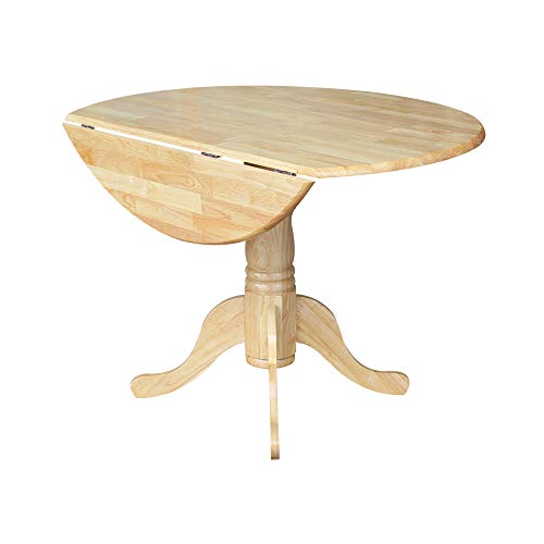 IC International Concepts 42" Solid Wood Drop Leaf Pedestal Dining Table - color: Natural