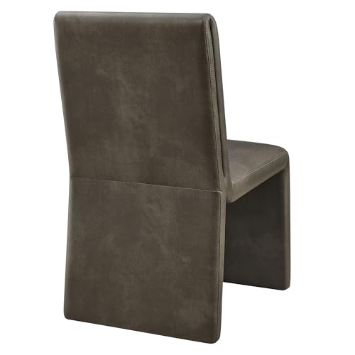 Modway Emory Faux Leather Dining Side Chair in Mushroom - Single Armless Slipper Chair - Padded Vegan Leather Accent for Dining Room, Kitchen - color: Mushroom