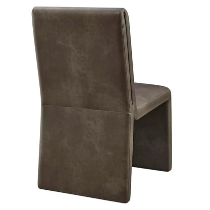 Modway Emory Faux Leather Dining Side Chair in Mushroom - Single Armless Slipper Chair - Padded Vegan Leather Accent for Dining Room, Kitchen - color: Mushroom