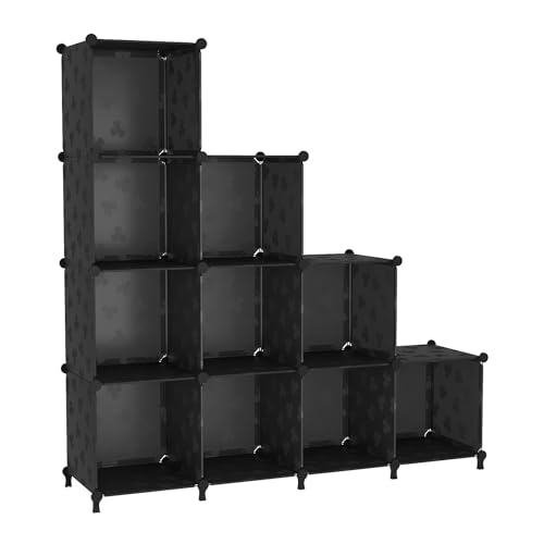 UNKU 10 Cube Storage Organizer,Closet Organizer Storage Shelves,Black | DIY Stackable Bookcase, Clothes Organizer Shelf for Closet, Bedroom, Living Room, Cabinet, Home, Office - color: Black, size: 10cube