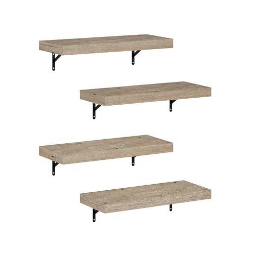 Furinno Tanna Floating Shelves for Wall Set of 4, 22-Inch Wall Shelf, Triple Thick Floating Mounted Shelf, for Bathroom, Home Office, Living Room, Natural - color: Natural