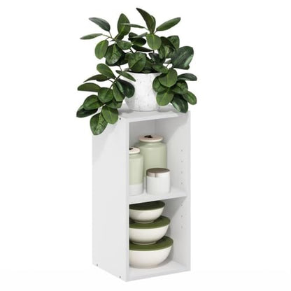 Pemberly Row 2-Tier Narrow Bookcase, 9.3 D x 9.8 W x 21.8 H Inches, Engineered Wood, White Finish, Adjustable Shelving, Slim Rectangular Design, Compact Living Room, Bedroom, or Home Office Storage