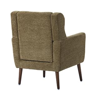 Accent Chair, Living Room Chairs with Solid Wood Legs & Pillow | Chairs Living Room with High Tufted Backrest, Reading Chair for Bedroom/Office, Chenille Fabric - color: Olive Green