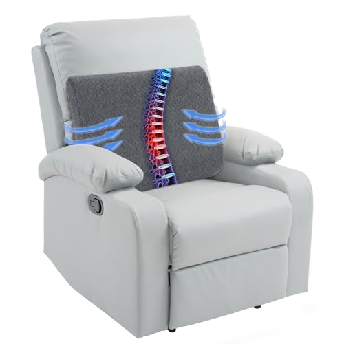 HOMBYS Lumbar Support Pillow for Recliner Chair, Memory Foam Back Support Cushion for Elderly,Extra Large Lumbar Support Pillow,Thick Backrest for Home Reading (Grey, 18“x15 x4) - color: Grey, size: 18“x15"x4