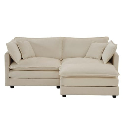 Aoowow Modular Sectional Sofa Modern Convertible Loveseat Couch,77.16 Inch Deep 2-Seater Sofas Comfy Chenille Cloud Sofas and Couches Set with Movable Ottoman for Living Room Apartment（Light Coffee） - color: Light Coffee, size: 2 Seat + Ottoman