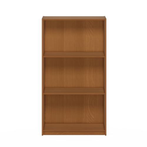 Furinno Basic Book Shelf, 3-Tier Modern Bookshelf, Bookcase with Open Shelves, 9.3 x 21.8 x 39.5, for Living Room, Bedroom, Home Office, Natural Oak - color: Natural Oak, size: 3-Tier