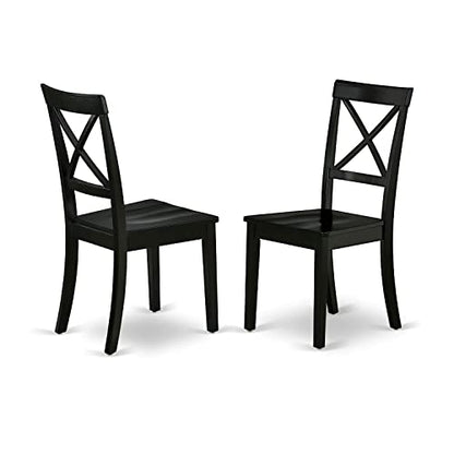 East West Furniture DLBO5-BLK-W 5 Piece Dinette Set for 4 Includes a Round Dining Room Table with Dropleaf and 4 Kitchen Dining Chairs, 42x42 Inch, Black - color: Dlbo5-blk-w, size: Table + 4 Chairs
