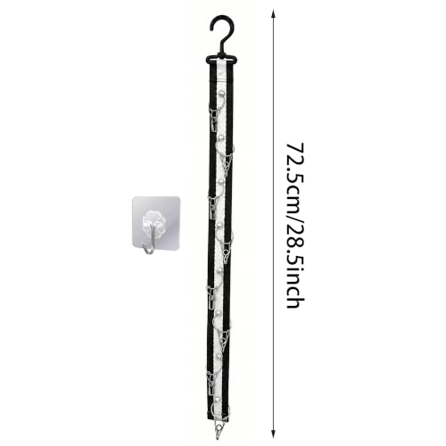 Plush Doll Hanging Storage Rope Display Rack with 8 Clips – Wall Hanging Organizer for Keychain Plushies, Mini Toys– Holds up to 3kg (2 PCS Monochrome) - color: 2 PCS Monochrome