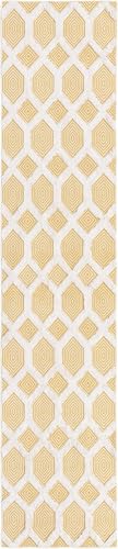 Rugs.com - Sabrina Soto Casa Rug – 12 Ft Runner Yellow Textured Cotton Runner – Modern Geometric Design, Perfect for Hallways and Entryways - color: Yellow, size: 2'7" x 12' (Runner)