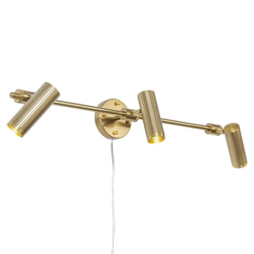 Modern Gold 3-Light Plug-in 31.1" Wall Sconce Light, 1 Pack | 3-Light Vanity Wall Lamp Picture Art Light Brass Wall Mount Lighting Fixture for Living Room, Bathroom & Bedside - color: B-Gold