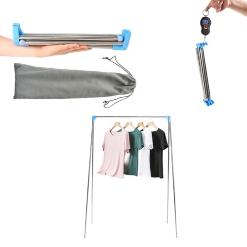 Portable Travel Garment Rack, Stainless Steel Foldable Drying Clothes Rack | Mini Drying Racks for Travel, Camping, Hotel Room, Laundry, Dance, Indoor, Outdoor