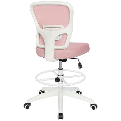 Drafting Chair Adjustable Height Tall Office Chairs Standing Desk Chair Rolling Stool Chair Armless Office Drafting Chair Pink - color: Pink