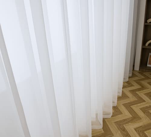 PI Sheer White Curtains 84 Inch Length, Solid Voile with Grommet Top for Living Room/Bedroom (W52 X L84 Inch, 2 Panels)… - color: Optical White, size: 52"W x 84"L (Pack of 2)