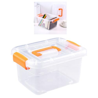Clear Plastic Storage Box with Secure Lid, Stackable Portable Storage Bin for Home Organization, Heavy Duty Transparent Tote for Closet Garage Shelf (Small)