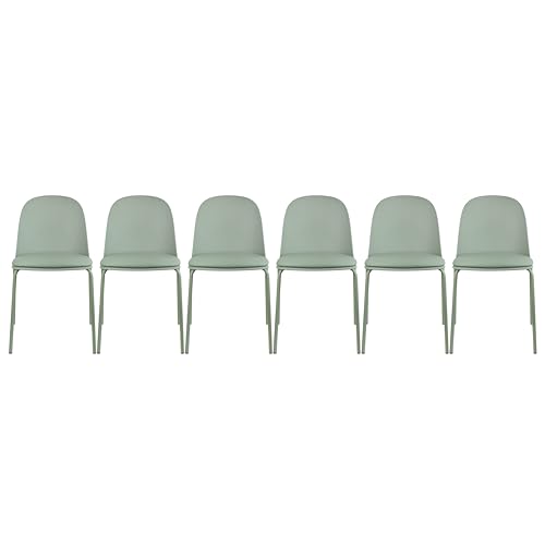 2xhome Set of 6 Modern Stackable Armless Dining Chairs, Plastic Shell Seat with Upholstered PU Leather Cushion Padded Seat Metal Legs for Home Kitchen Patio Cafe (Green) - color: Green, size: Padded Seat