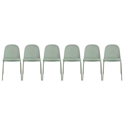2xhome Set of 6 Modern Stackable Armless Dining Chairs, Plastic Shell Seat with Upholstered PU Leather Cushion Padded Seat Metal Legs for Home Kitchen Patio Cafe (Green) - color: Green, size: Padded Seat