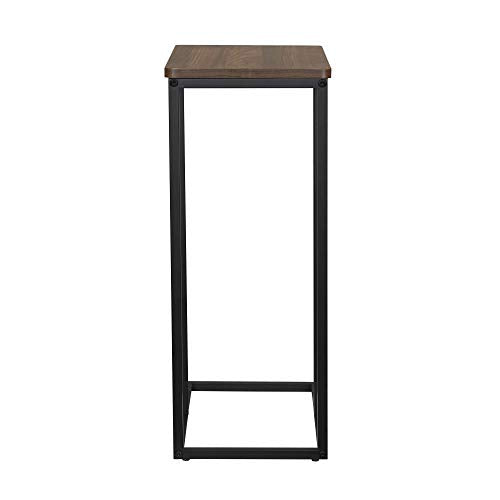 Household Essentials Jamestown C-Shaped for Accessiblity Side End Table Mid Century Walnut Wood Grain and Black Metal - color: Walnut
