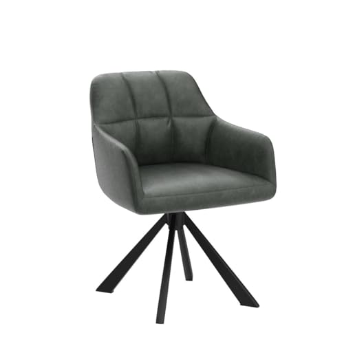 EALSON Comfy Leather Desk Chair Modern Computer Task Chair no Wheels Swivel Accent Chair with Mid Back Arm Chair for Living Room/Bedroom/Home Office, PU Green - color: Green