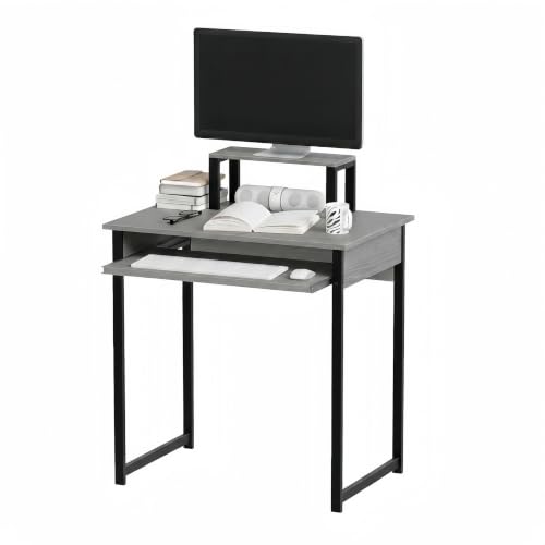 ALISENED Computer Desk with Keyboard Tray and Monitor Stand, 30 Inch Small Desk with for Bedroom Home Office, Compact Gaming Desk Shelf, Grey (Grey, 30") - color: Grey, size: 30"