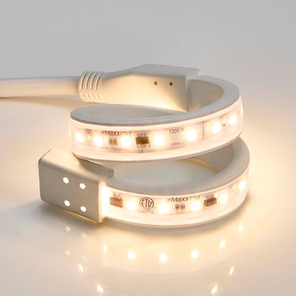 Maxxima 12 in. Hardwired LED Under Cabinet Strip Light, 460 Lumens, 3000K | Warm White, Kitchen and Living Room 120V White Cove Lighting, No Power Supply Needed - size: 12 Inch