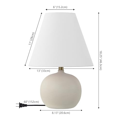 JONATHAN Y Asher 18.25" Gourd LED Table Lamp, Matte Cream, Set of 2 | Scandinavian Minimalist Style, White Linen Shade, Resin Metal Base, Bedside Nightstand, Rotary Switch, LED Bulbs Included - color: Matte Cream