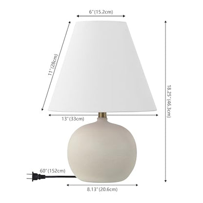 JONATHAN Y Asher 18.25" Gourd LED Table Lamp, Matte Cream, Set of 2 | Scandinavian Minimalist Style, White Linen Shade, Resin Metal Base, Bedside Nightstand, Rotary Switch, LED Bulbs Included - color: Matte Cream