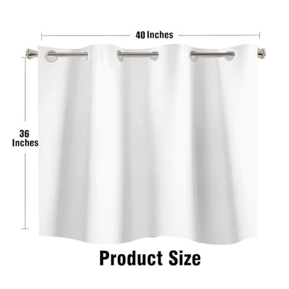 TOMOZ No Hook Bathroom Window Curtain, Narrow Short Fabric Privacy Waterproof Shower Window Curtain with Hooks, Small Window Curtains for Bathroom, Kitchen, Width 40 x Length 36 Inch - size: 40"W x 36"L (Pack of 1)