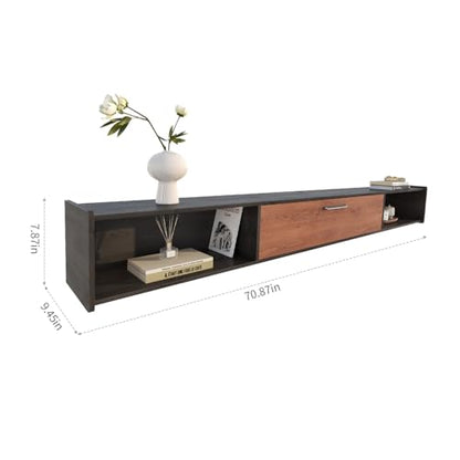 47'' Floating TV Stand,Wall Mounted TV Console,Walnut | Floating TV Cabinet, Under TV Shelf for Bedroom Living Room - color: Walnut, size: 47 IN