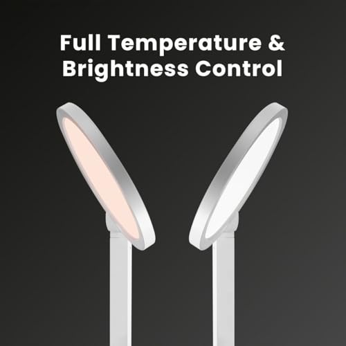 LUME CUBE Edge 2.0 LED Desk Lamp | Dimmable Home Office Desk Light with USB Charging Port & Strong Swing Arm | Adjustable Color Temperature and Brightness | Circle Webcam Light - White - size: White - Single