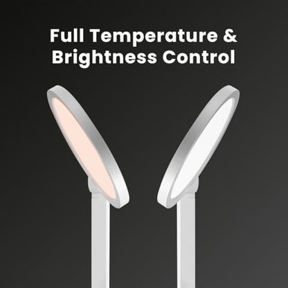 LUME CUBE Edge 2.0 LED Desk Lamp | Dimmable Home Office Desk Light with USB Charging Port & Strong Swing Arm | Adjustable Color Temperature and Brightness | Circle Webcam Light - White - size: White - Single