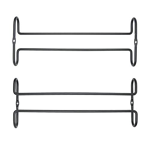 10 Inch Wine Glass Rack Under Cabinet Shelf Stemware Storage Hanging Hanger Organizer Glasses Holder with Drying Under Counter Metal for Kitchen and Bar Set of 4 Black - size: set of 4 black, style: Double Opening